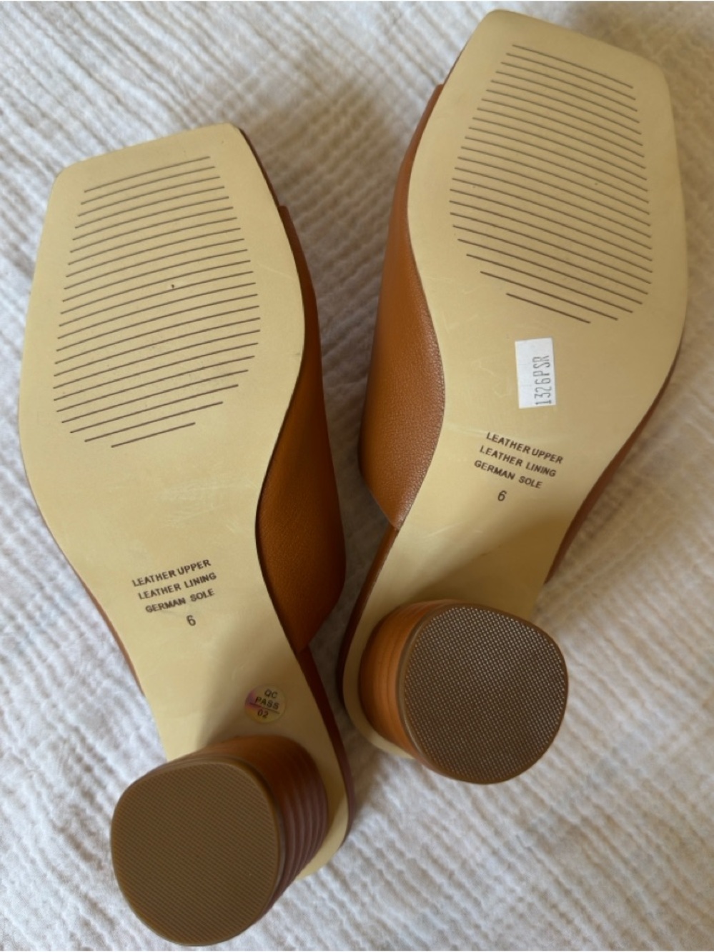 INTENTIONALLY BLANK Cognac Brown Leather Block Heel Mules - Picture 6 of 11